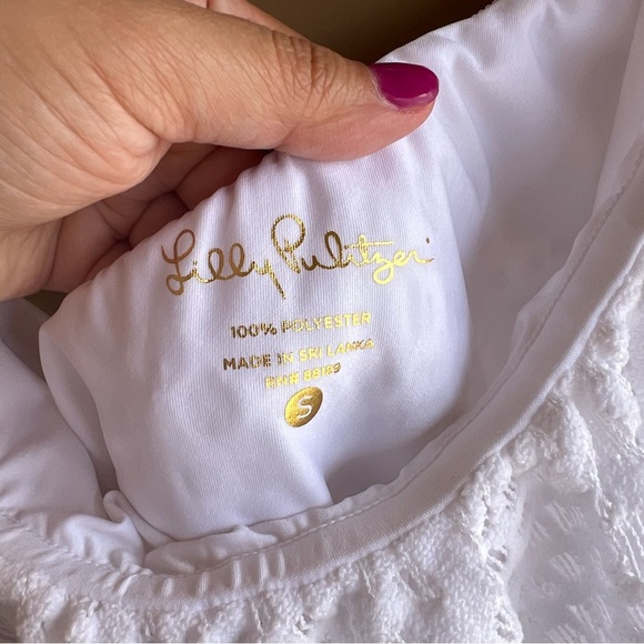 Lilly Pulitzer Matteo One Shoulder Top SZ S Sea Urchin Terry Lace - Picture 7 of 9